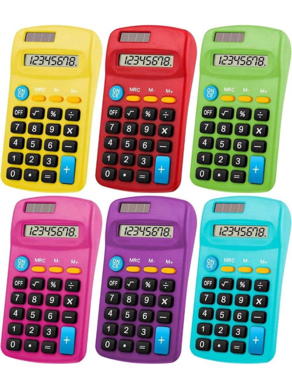 30 Small Solar Calculators - 8 Digit Dual Power, Perfect for School & Office